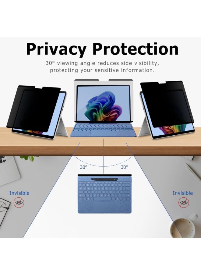 شاشة خصوصية مغناطيسية بحجم 13.8 بوصة لجهاز Microsoft Surface Laptop 7، واقي شاشة مضاد للتوهج قابل للإزالة، فلتر ضوء أزرق، سهل التركيب ضد التجسس - Image 2